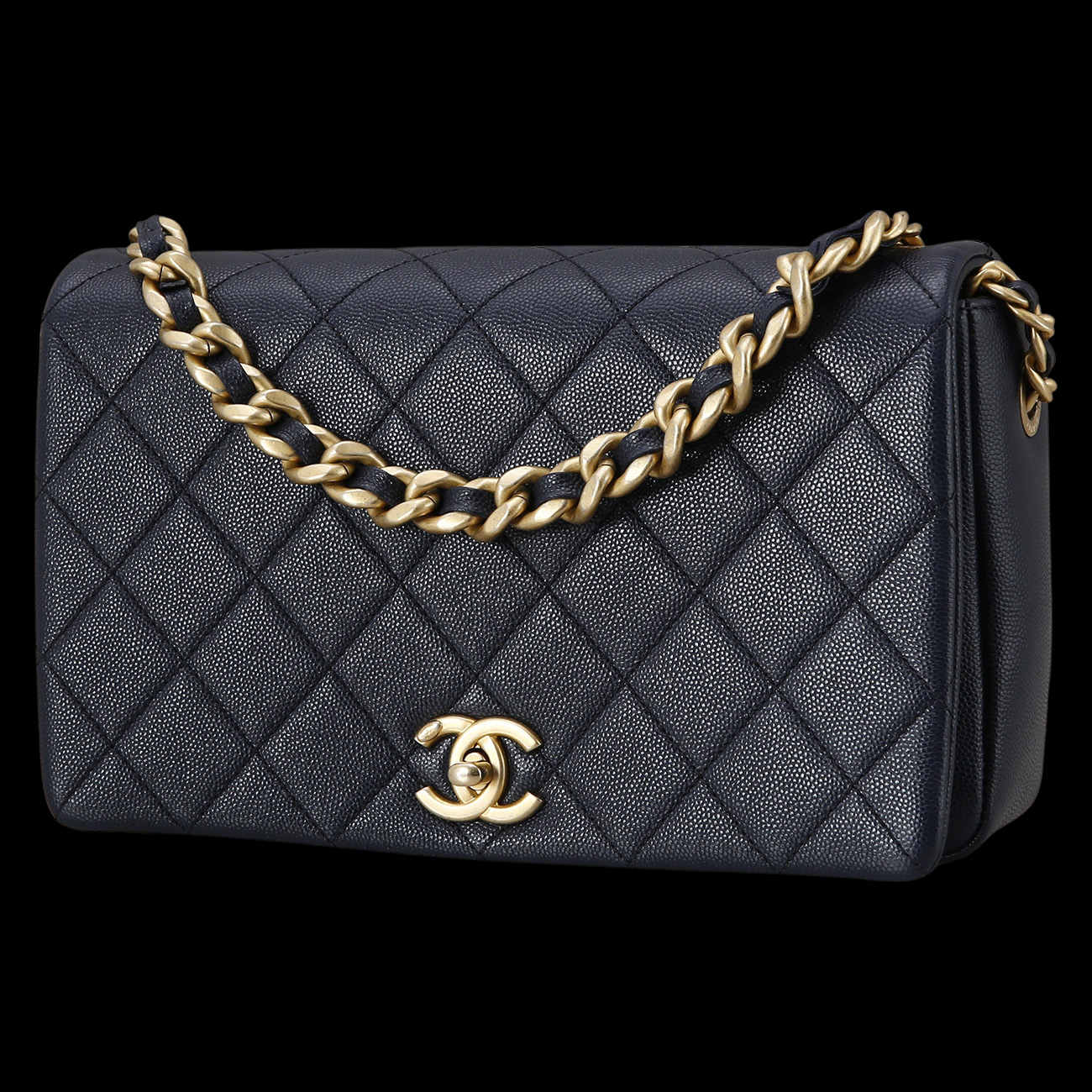 CHANEL(USED)샤넬 시즌 캐비어 체인 탑 핸들 숄더백