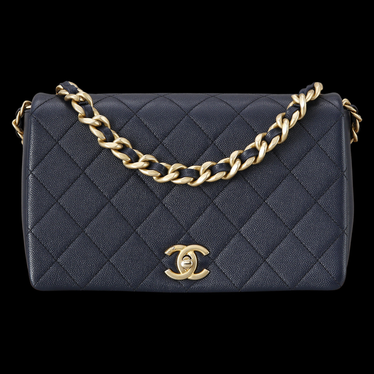 CHANEL(USED)샤넬 시즌 캐비어 체인 탑 핸들 숄더백