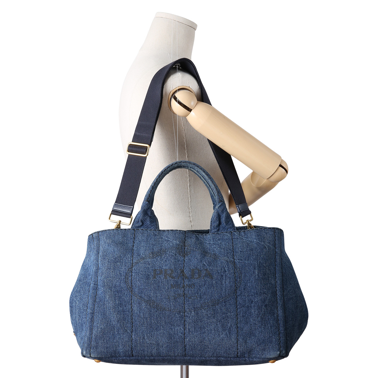 PRADA(USED)프라다 B2642B 데님 카나파 토트백