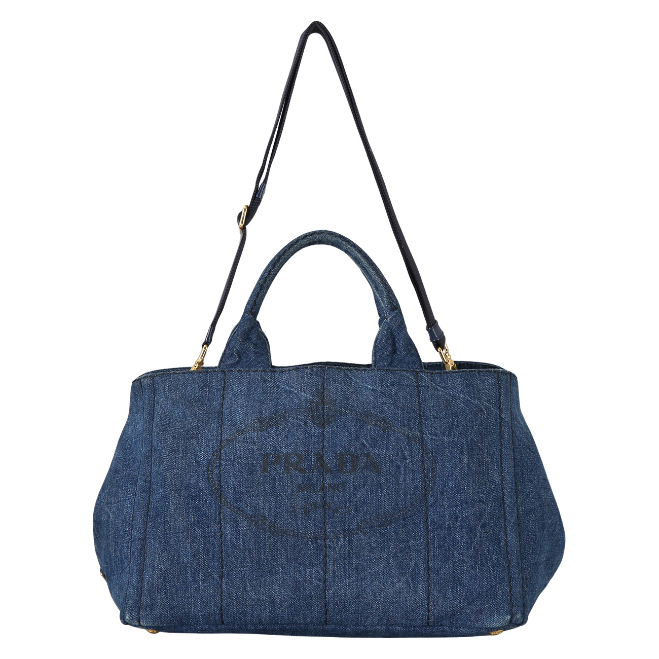 PRADA(USED)프라다 B2642B 데님 카나파 토트백