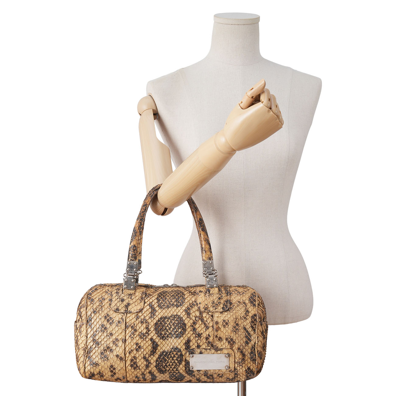 BALENCIAGA(USED)발렌시아가 145696 파이톤 보스턴 백