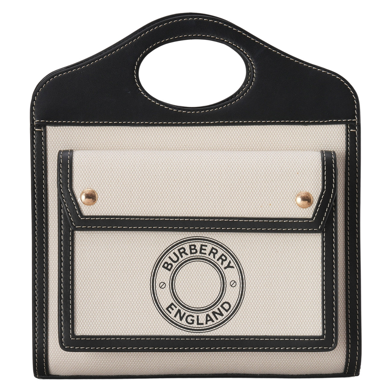 BURBERRY(USED)버버리 8028058 투톤 캔버스 레더 포켓백