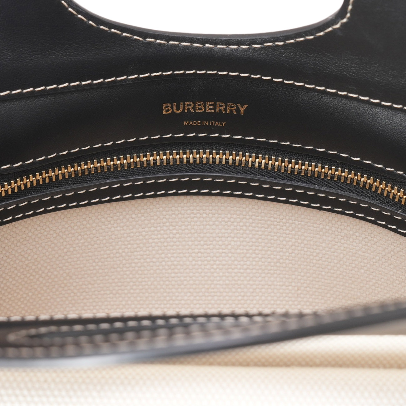 BURBERRY(USED)버버리 8028058 투톤 캔버스 레더 포켓백