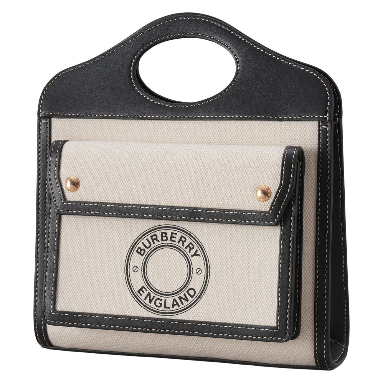 BURBERRY(USED)버버리 8028058 투톤 캔버스 레더 포켓백