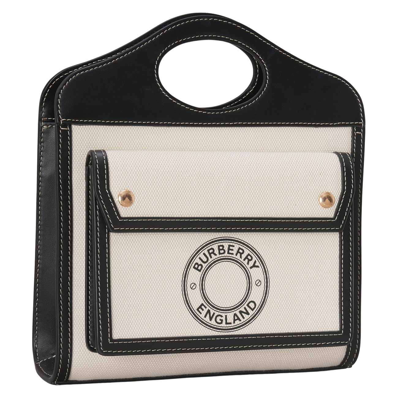 BURBERRY(USED)버버리 8028058 투톤 캔버스 레더 포켓백