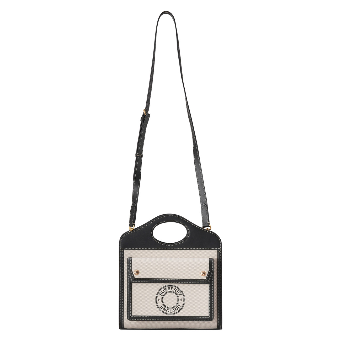BURBERRY(USED)버버리 8028058 투톤 캔버스 레더 포켓백