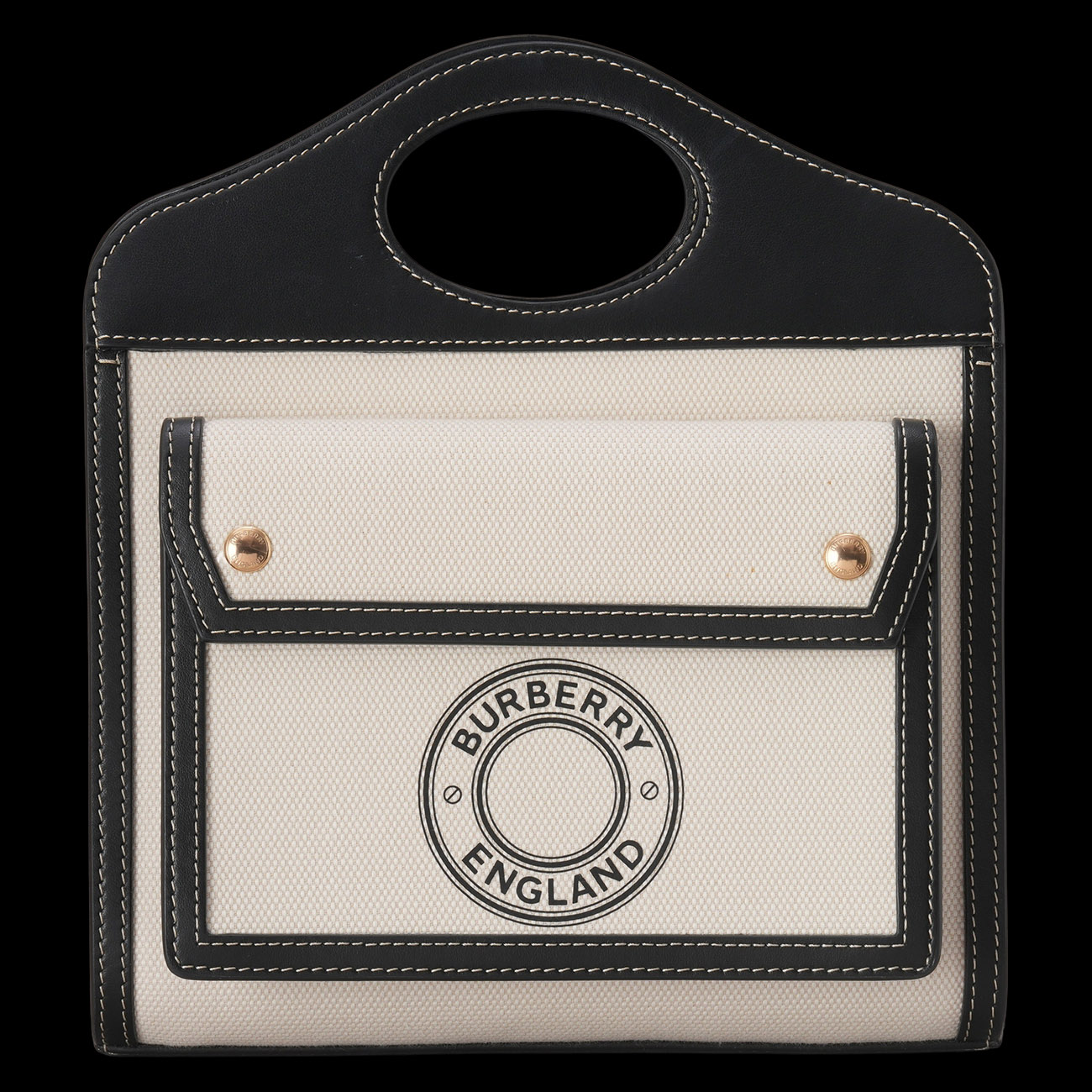 BURBERRY(USED)버버리 8028058 투톤 캔버스 레더 포켓백