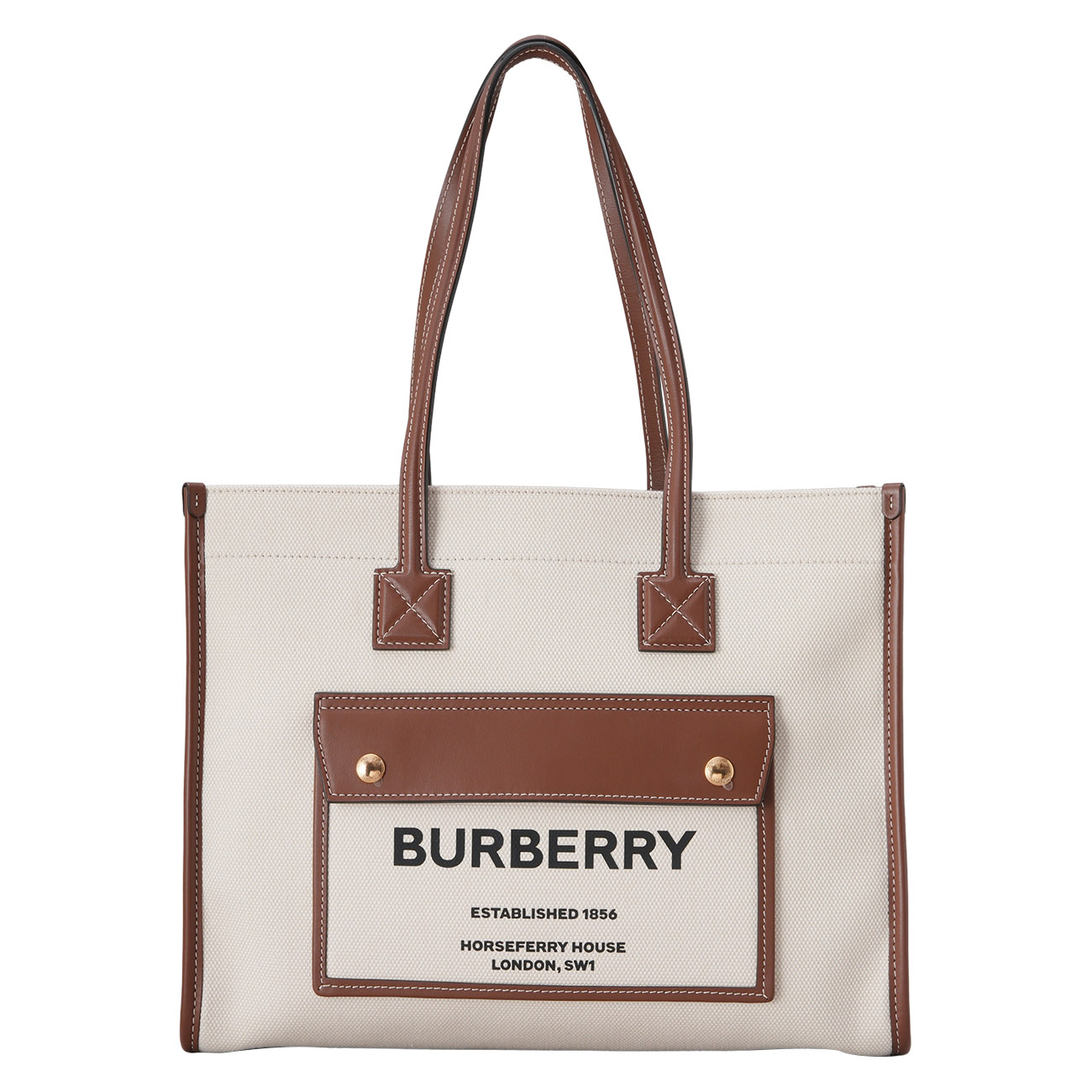 BURBERRY(USED)버버리 프레야 투톤 캔버스 스몰 토트백