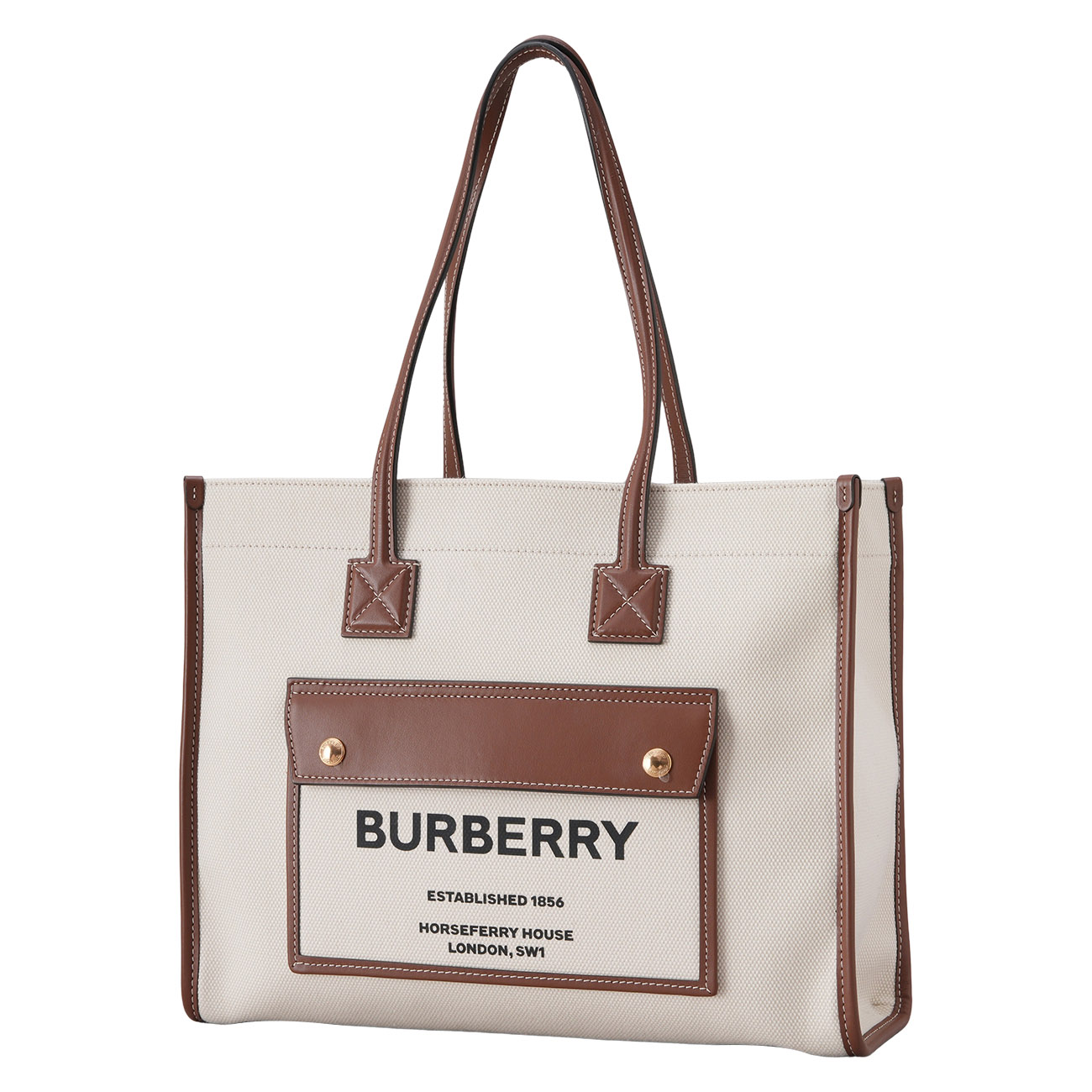 BURBERRY(USED)버버리 프레야 투톤 캔버스 스몰 토트백