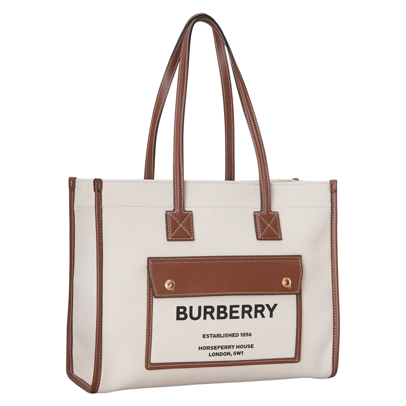BURBERRY(USED)버버리 프레야 투톤 캔버스 스몰 토트백
