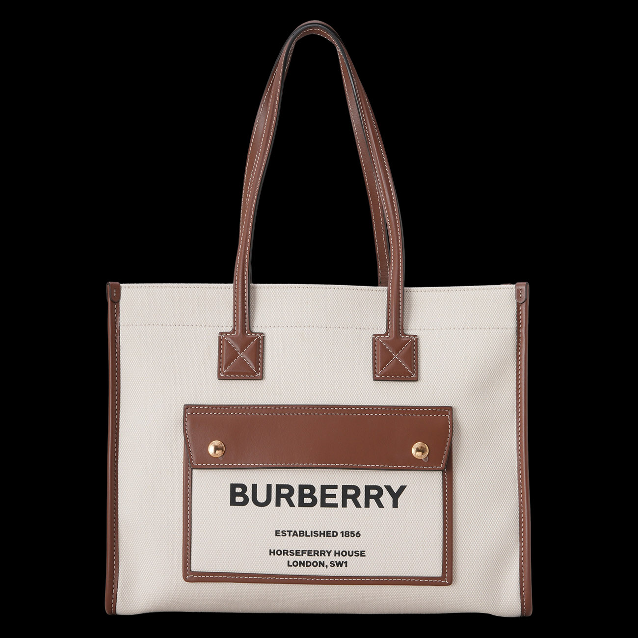 BURBERRY(USED)버버리 프레야 투톤 캔버스 스몰 토트백