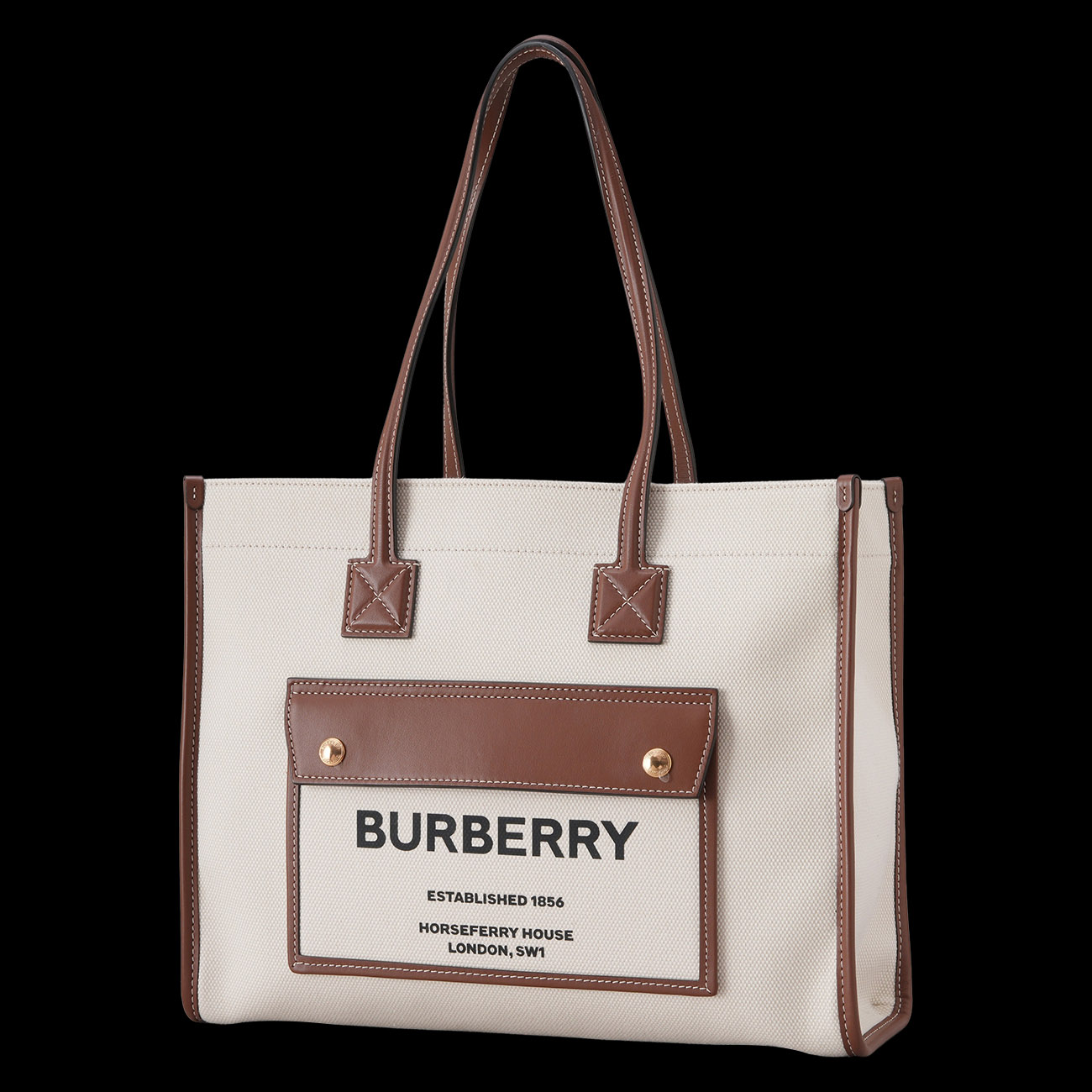 BURBERRY(USED)버버리 프레야 투톤 캔버스 스몰 토트백
