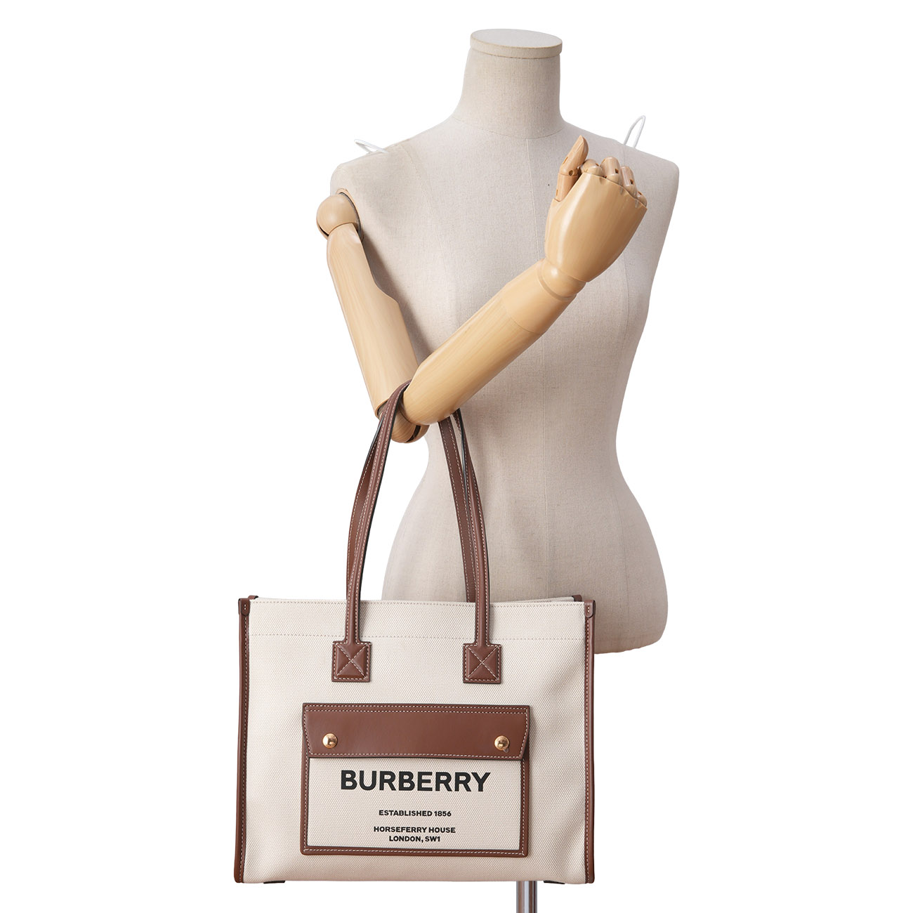 BURBERRY(USED)버버리 프레야 투톤 캔버스 스몰 토트백