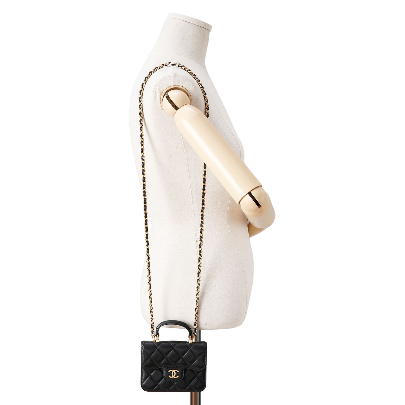 CHANEL(USED)샤넬 램스킨 탑핸들 미니플랩백