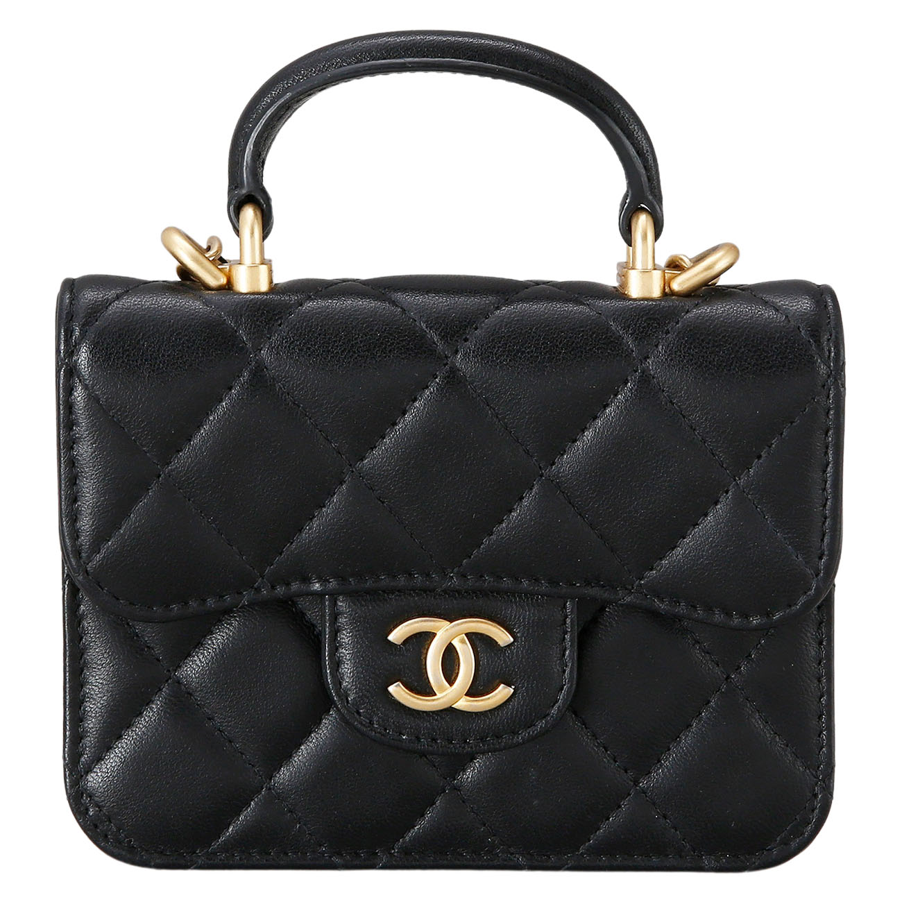 CHANEL(USED)샤넬 램스킨 탑핸들 미니플랩백