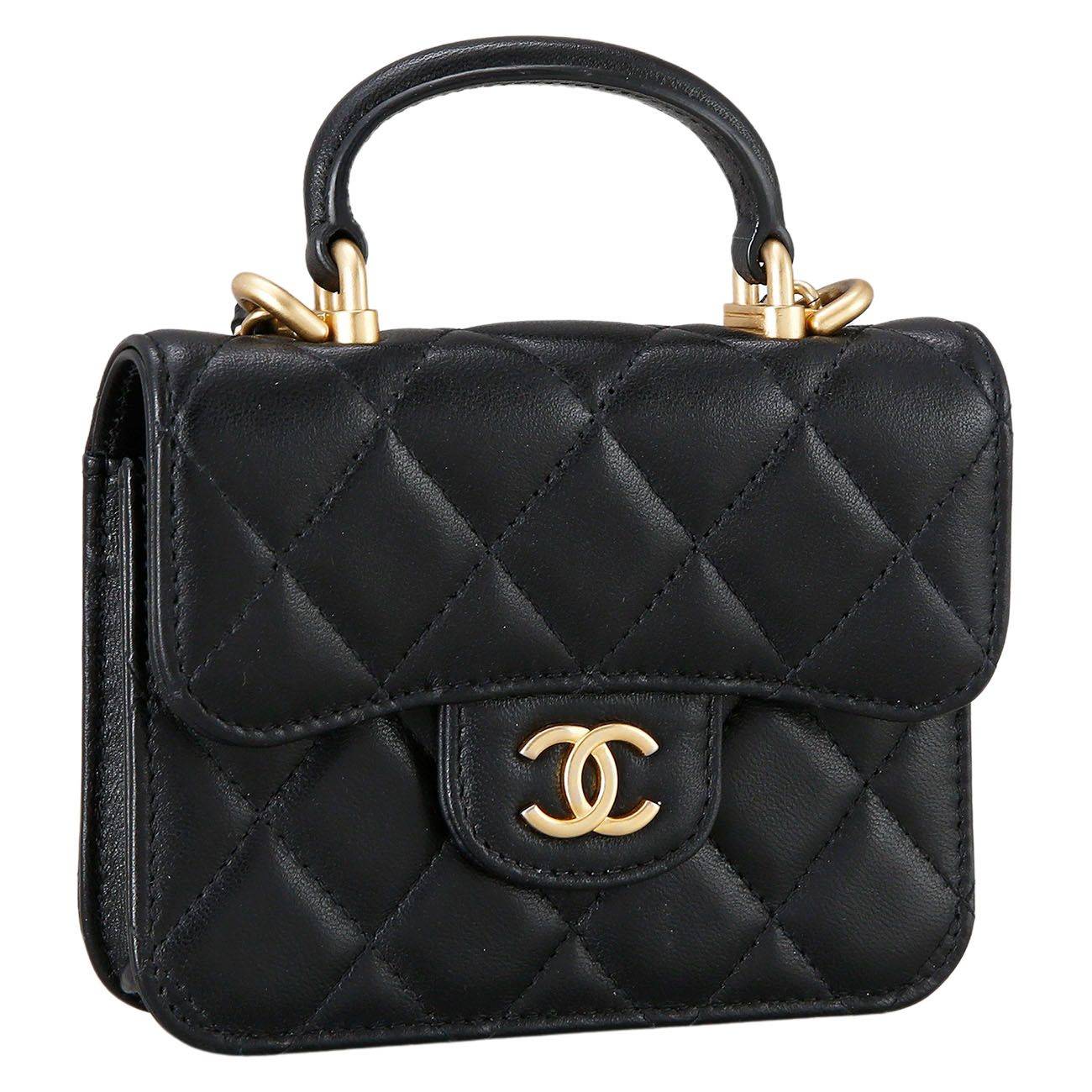 CHANEL(USED)샤넬 램스킨 탑핸들 미니플랩백