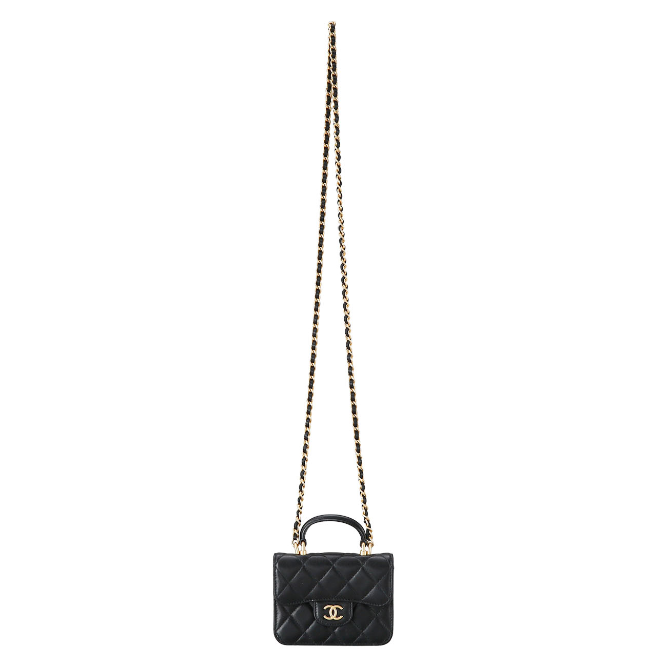 CHANEL(USED)샤넬 램스킨 탑핸들 미니플랩백