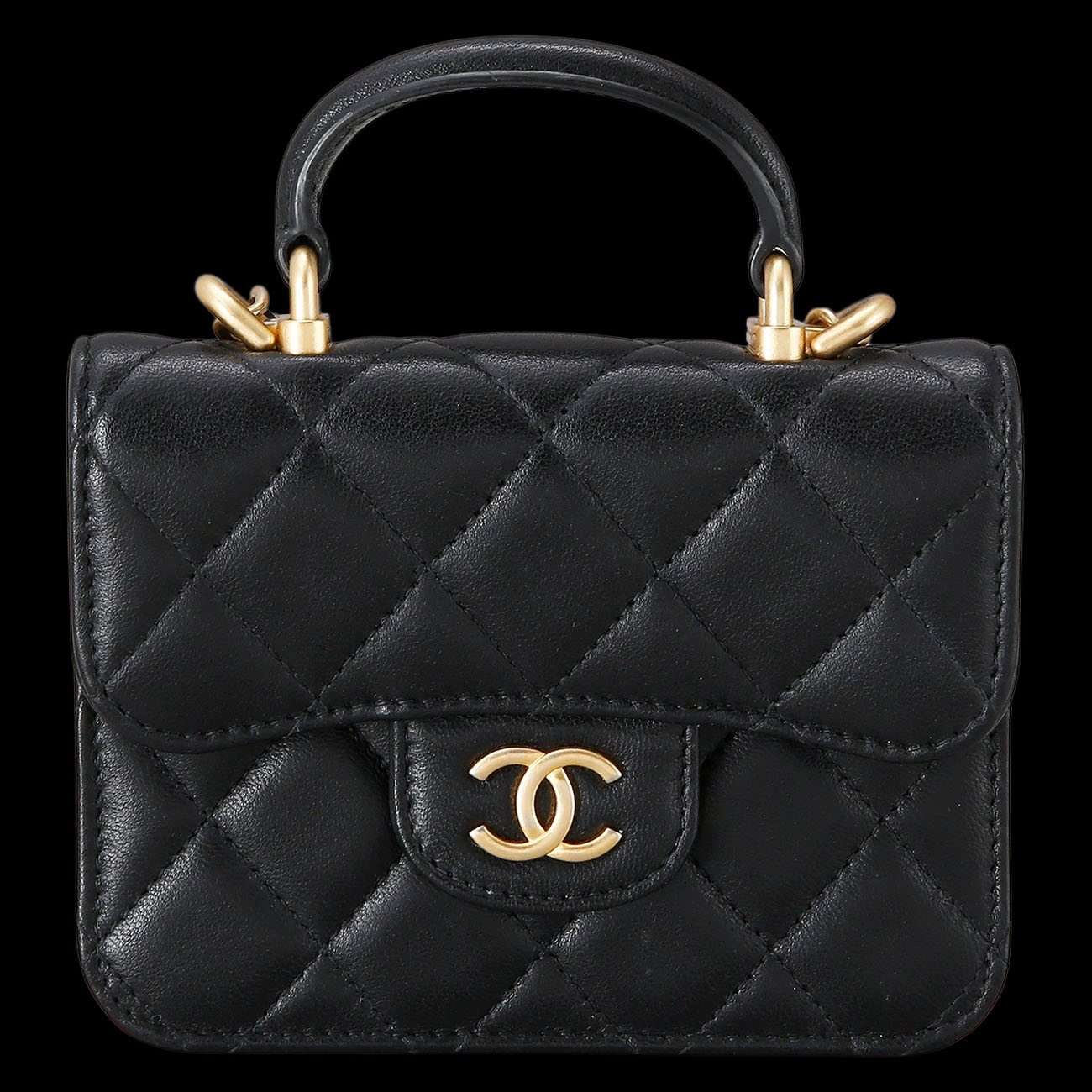 CHANEL(USED)샤넬 램스킨 탑핸들 미니플랩백