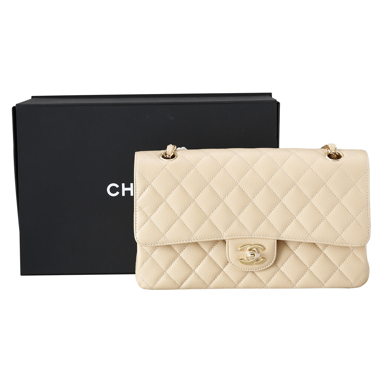 CHANEL(USED)샤넬 베이지 클래식 미듐 플랩백
