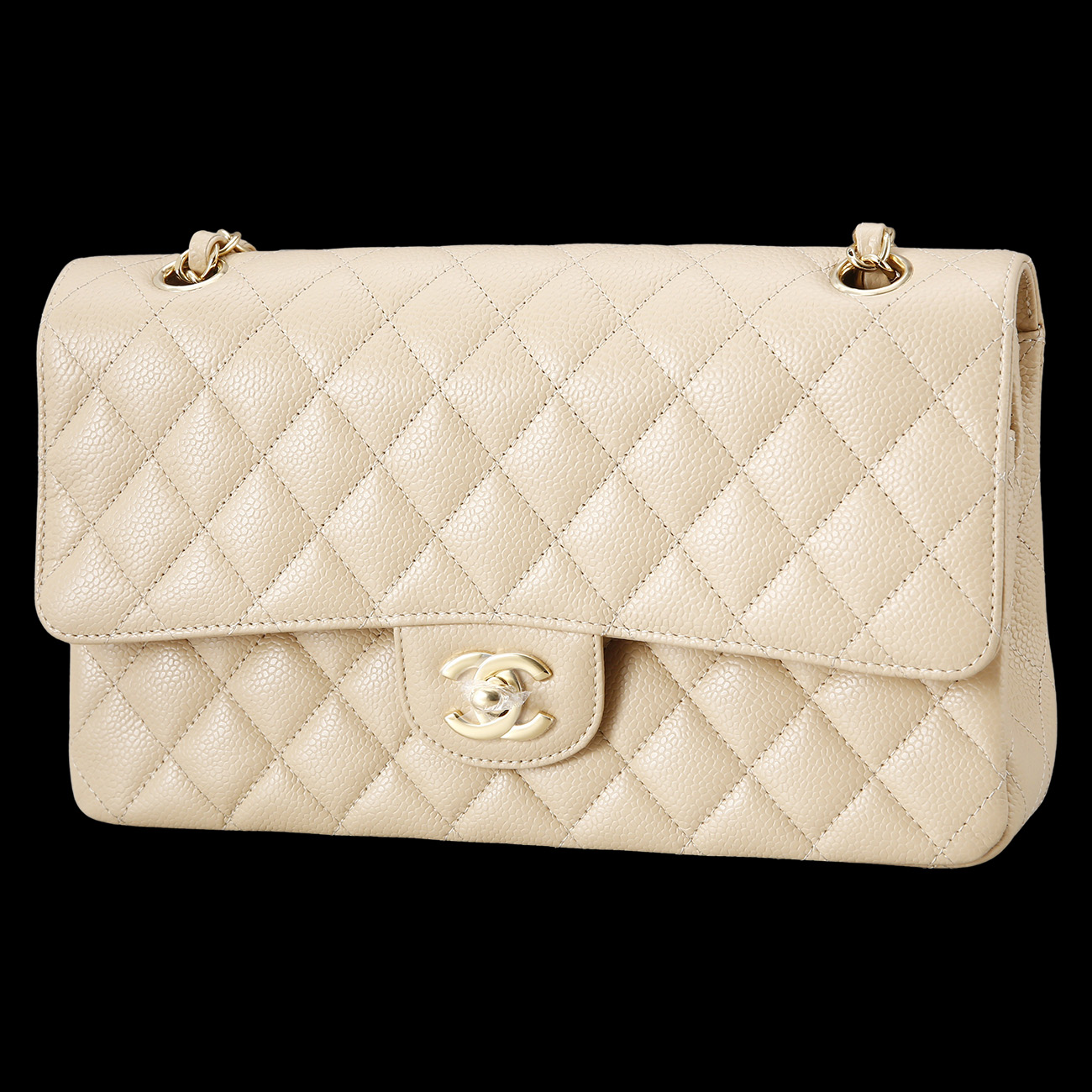 CHANEL(USED)샤넬 베이지 클래식 미듐 플랩백