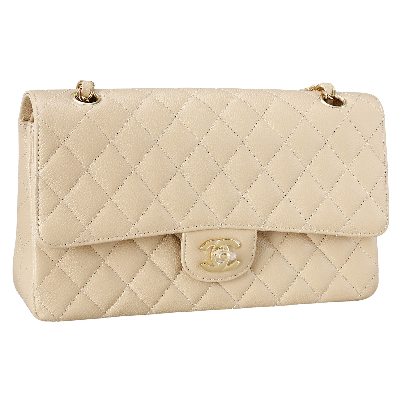 CHANEL(USED)샤넬 베이지 클래식 미듐 플랩백