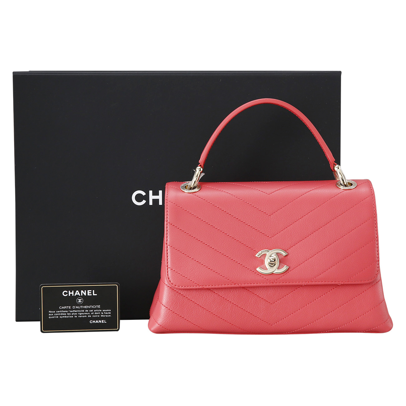 CHANEL(USED)샤넬 시즌 쉐브론 탑핸들 체인 플랩백