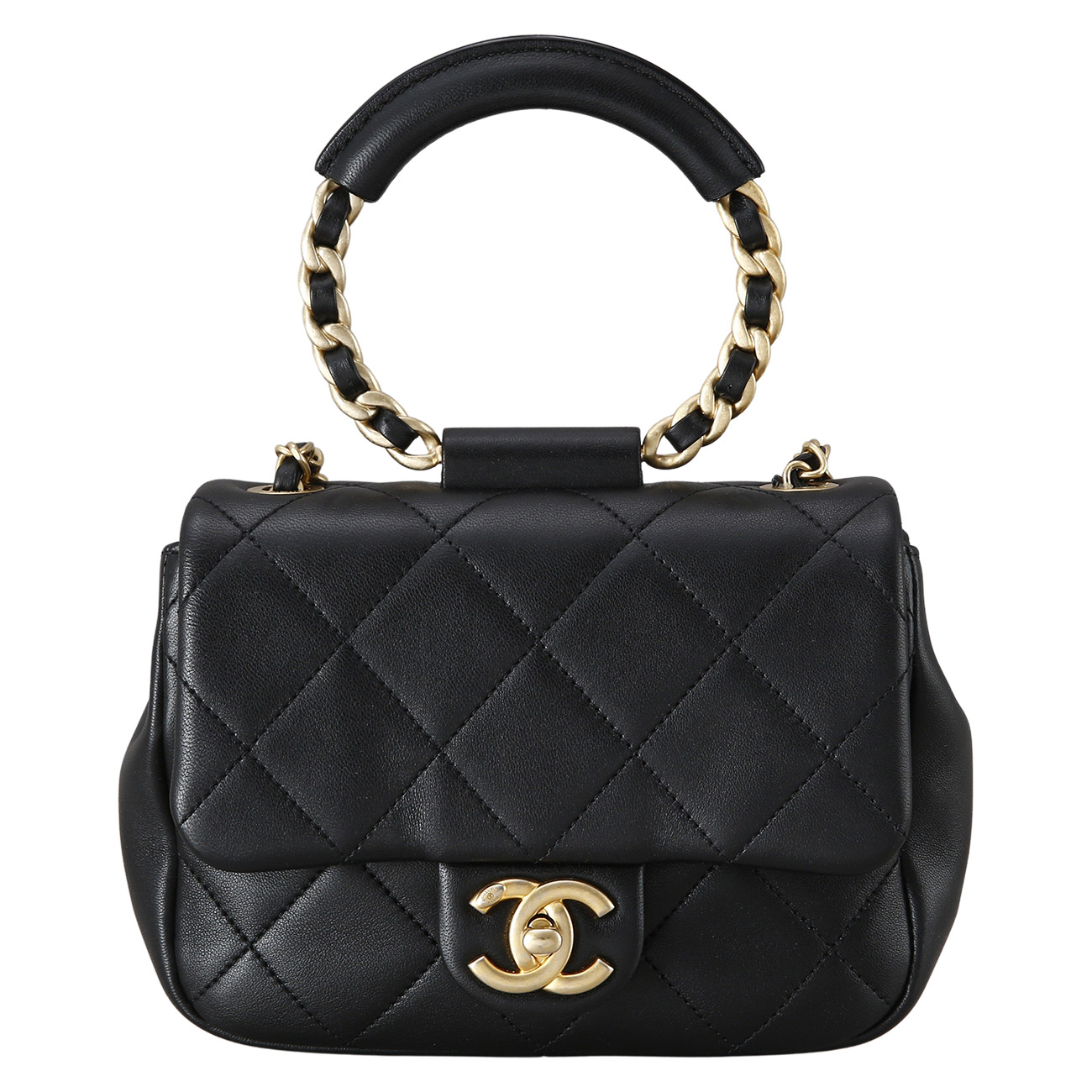 CHANEL(USED)샤넬 AS1357 원형 탑핸들 미니 플랩백