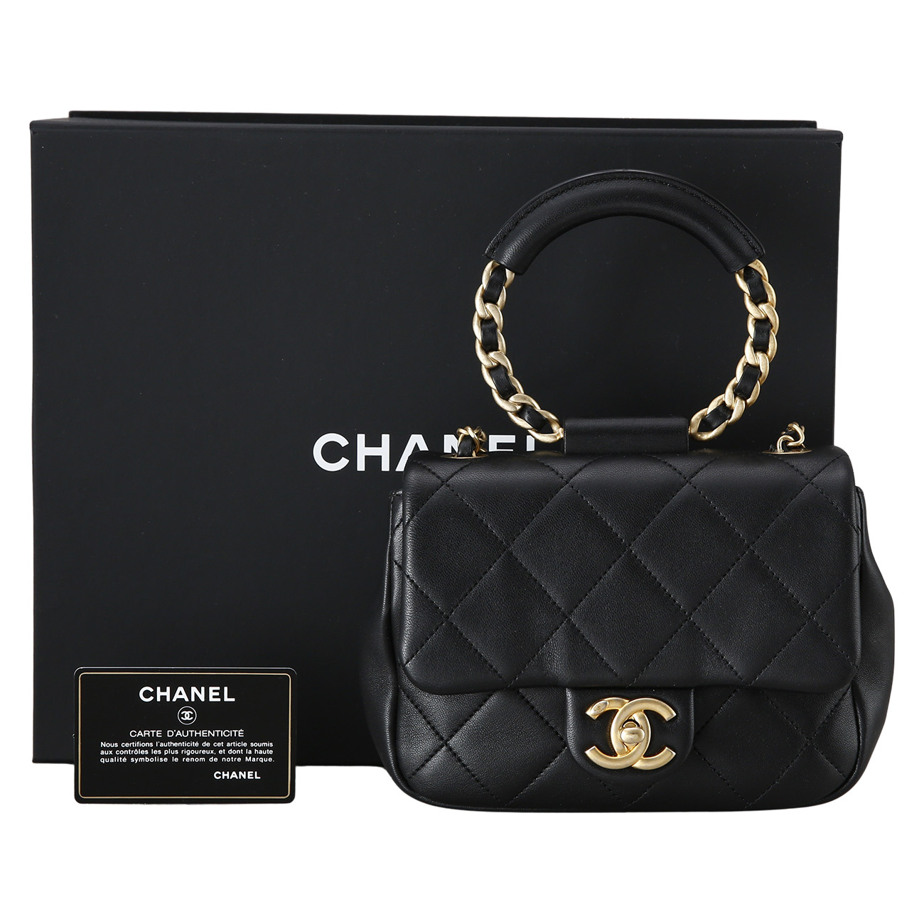 CHANEL(USED)샤넬 AS1357 원형 탑핸들 미니 플랩백
