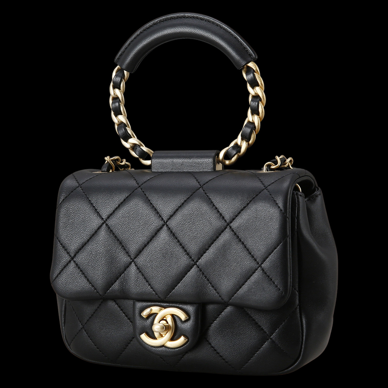 CHANEL(USED)샤넬 AS1357 원형 탑핸들 미니 플랩백