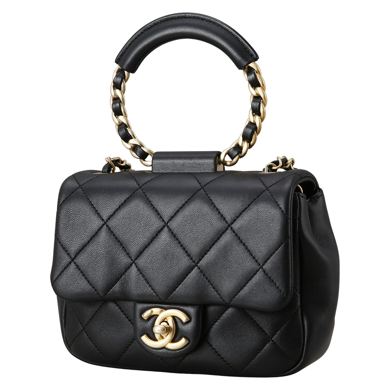 CHANEL(USED)샤넬 AS1357 원형 탑핸들 미니 플랩백
