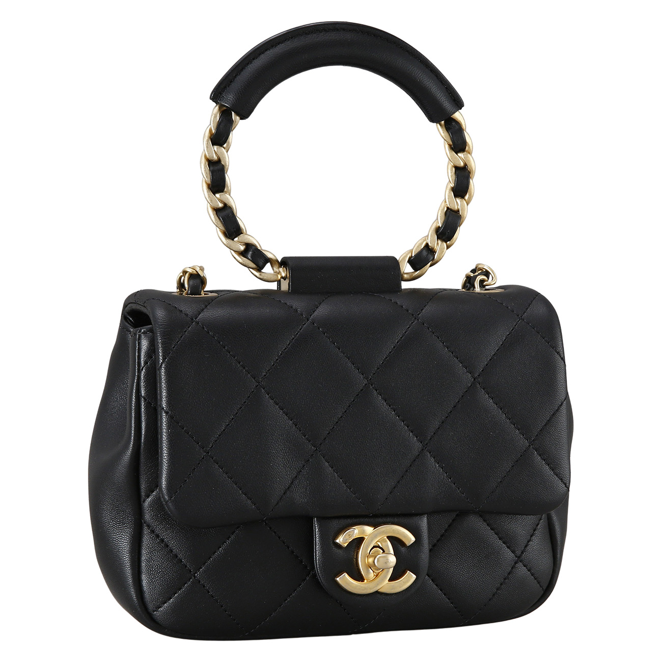 CHANEL(USED)샤넬 AS1357 원형 탑핸들 미니 플랩백