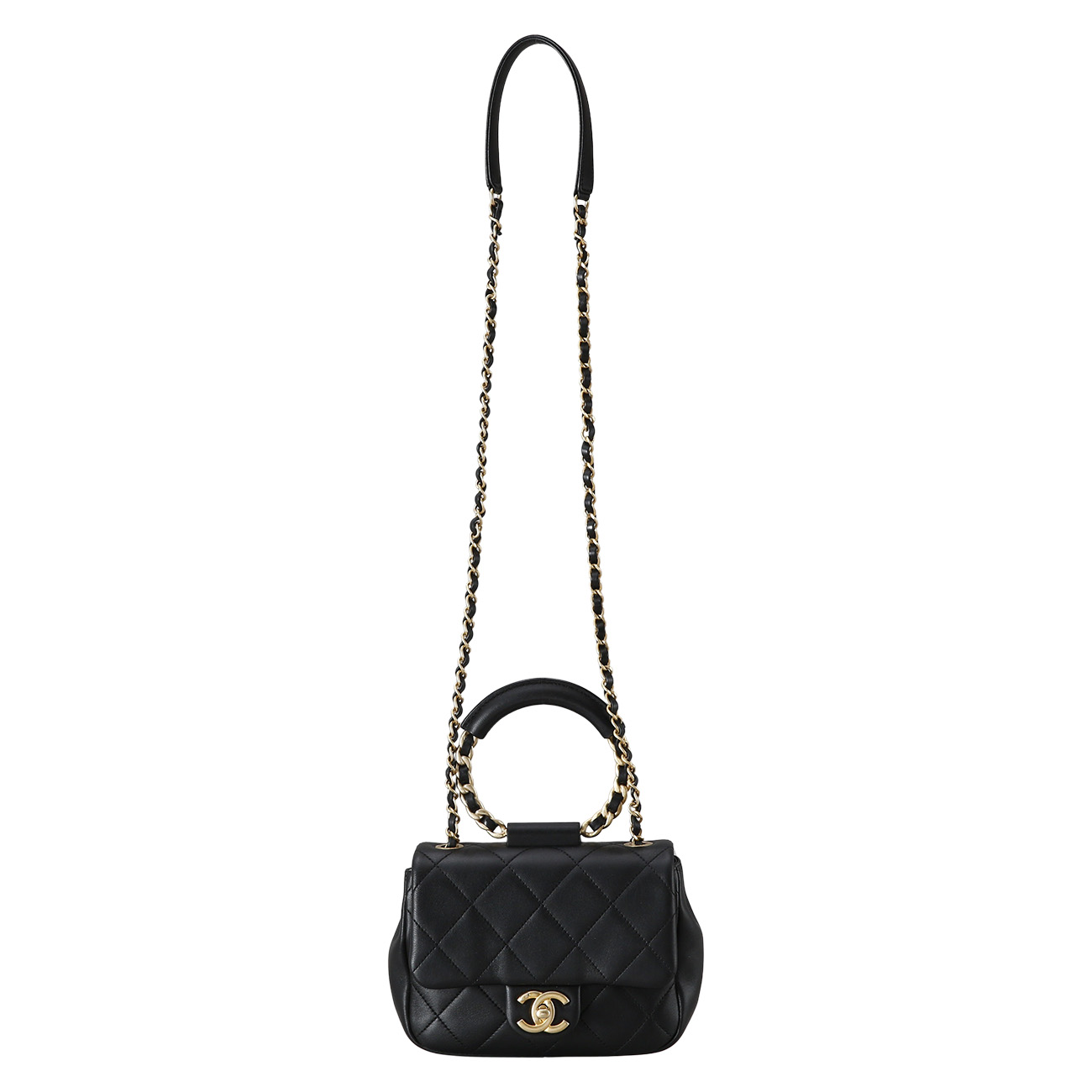 CHANEL(USED)샤넬 AS1357 원형 탑핸들 미니 플랩백