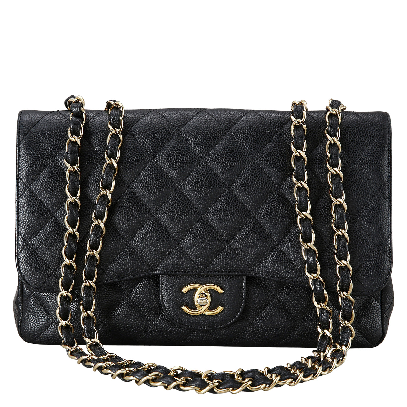CHANEL(USED)샤넬 클래식 캐비어 점보 금장