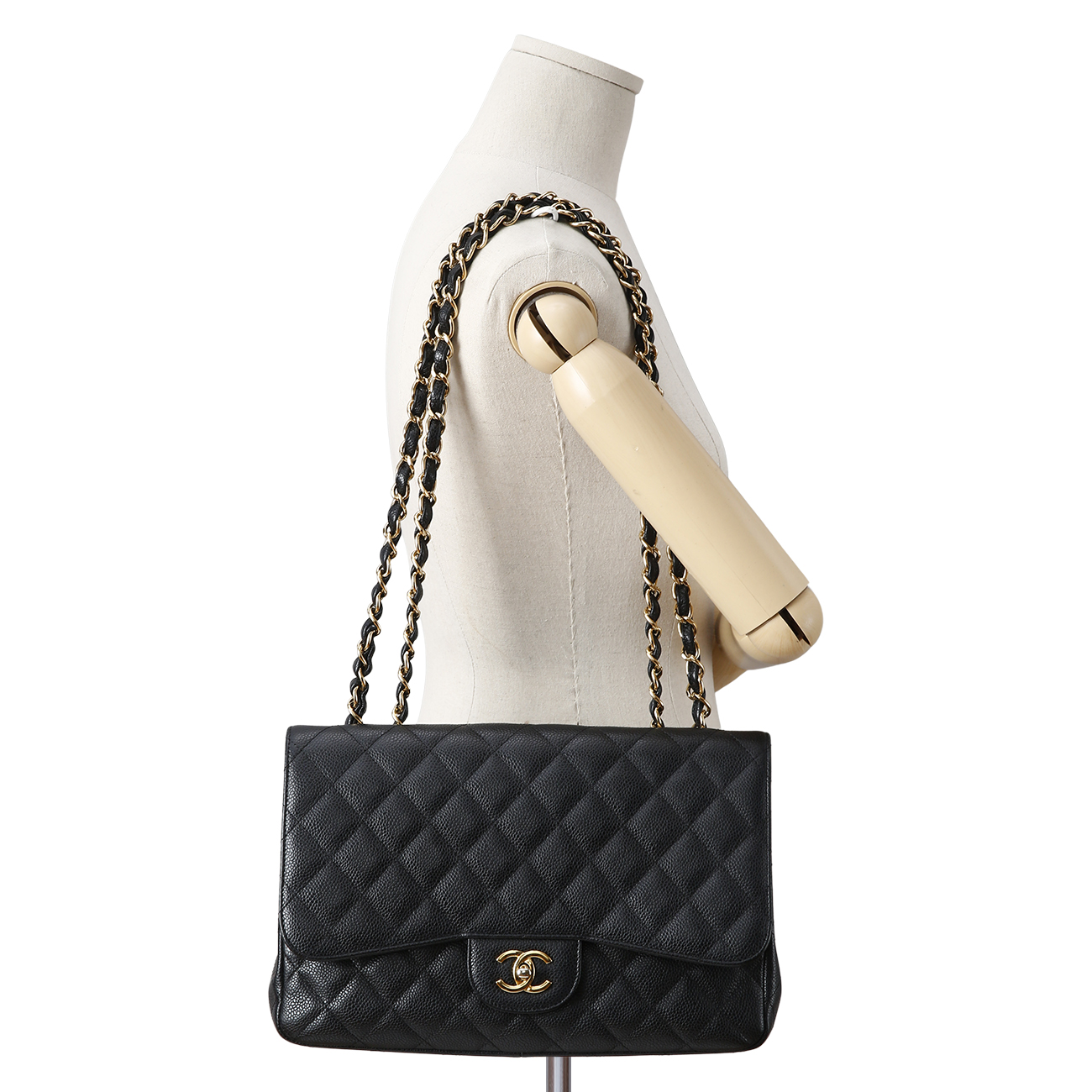 CHANEL(USED)샤넬 클래식 캐비어 점보 금장