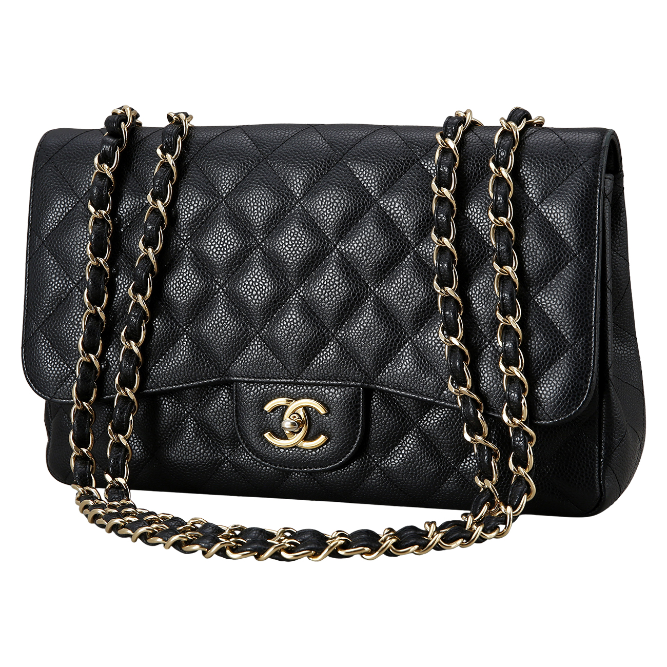 CHANEL(USED)샤넬 클래식 캐비어 점보 금장