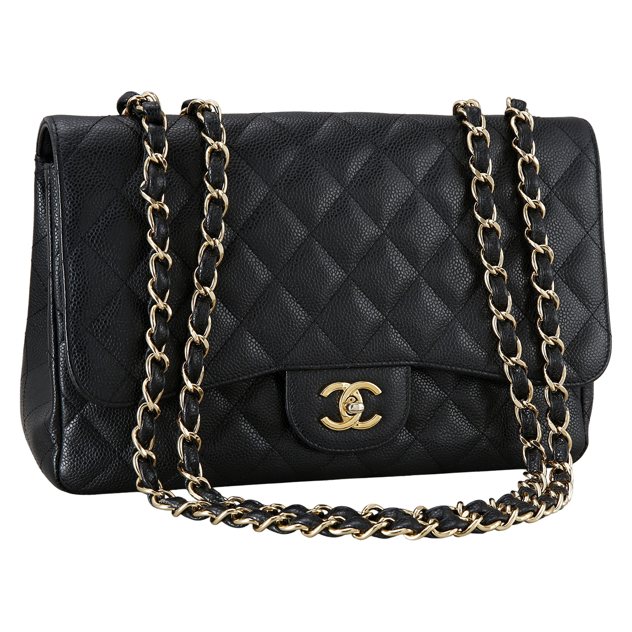 CHANEL(USED)샤넬 클래식 캐비어 점보 금장