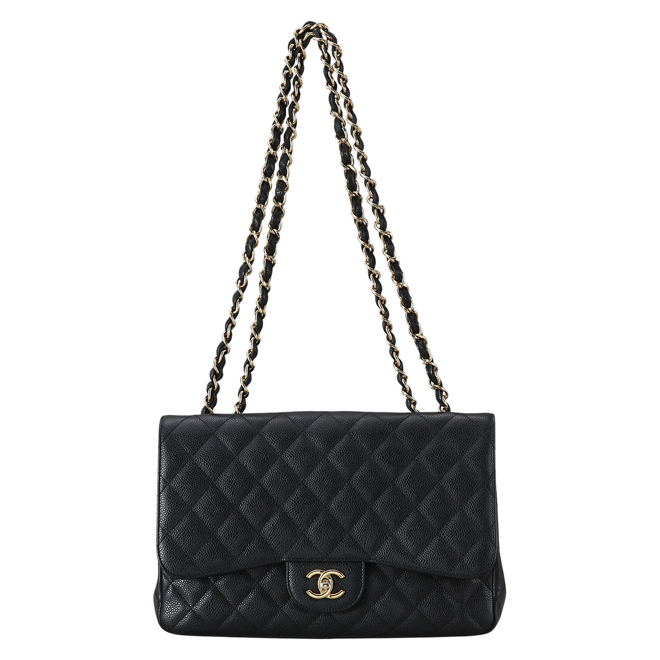 CHANEL(USED)샤넬 클래식 캐비어 점보 금장