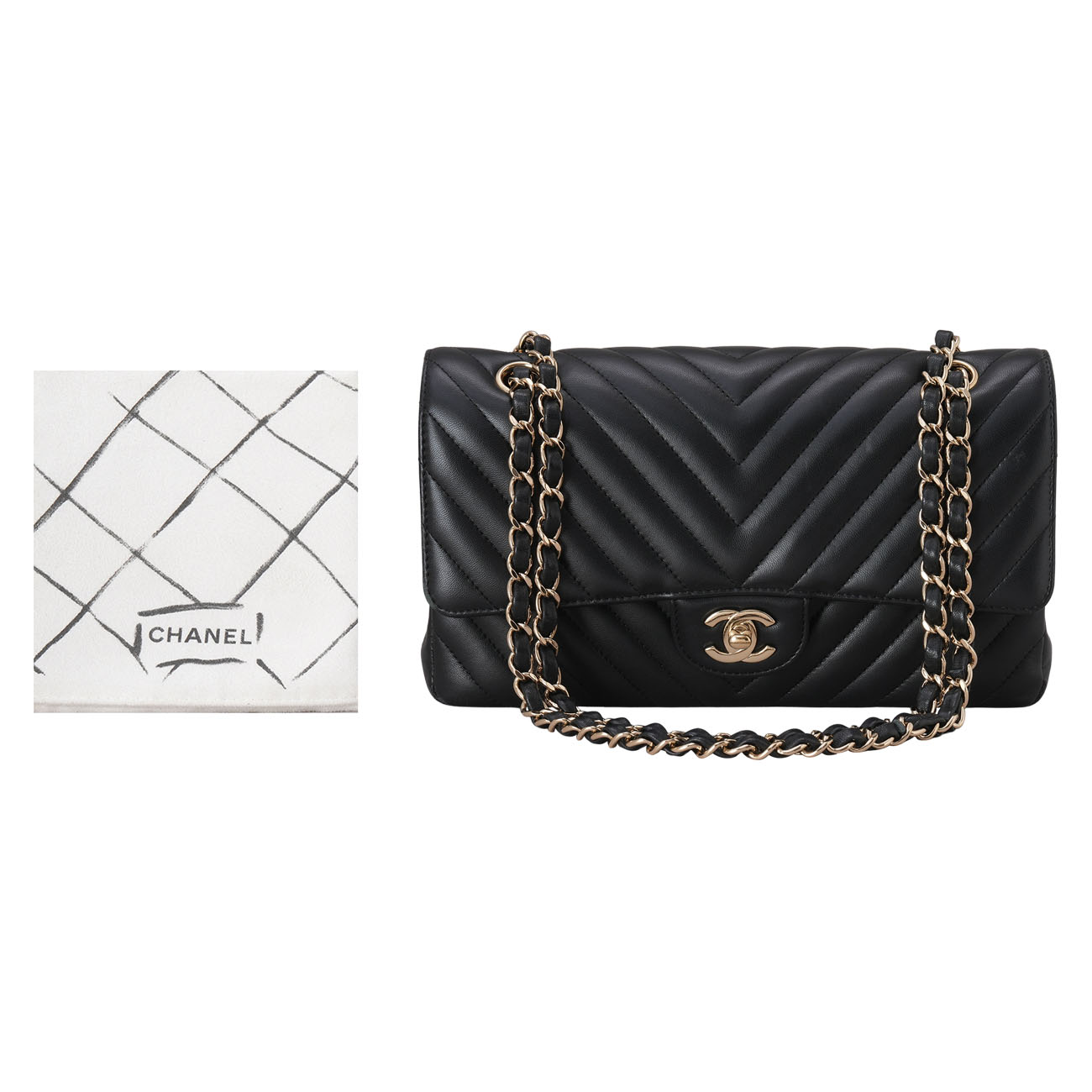 CHANEL(USED)샤넬 램스킨 쉐브론 클래식 미듐 플랩백