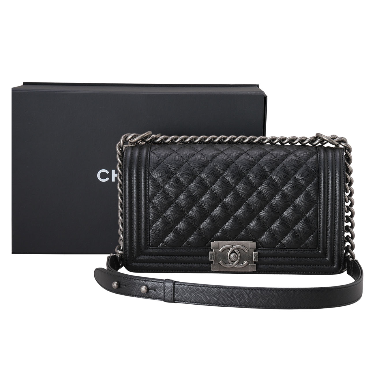 CHANEL(USED)샤넬 캐비어 보이샤넬 미듐 플랩백