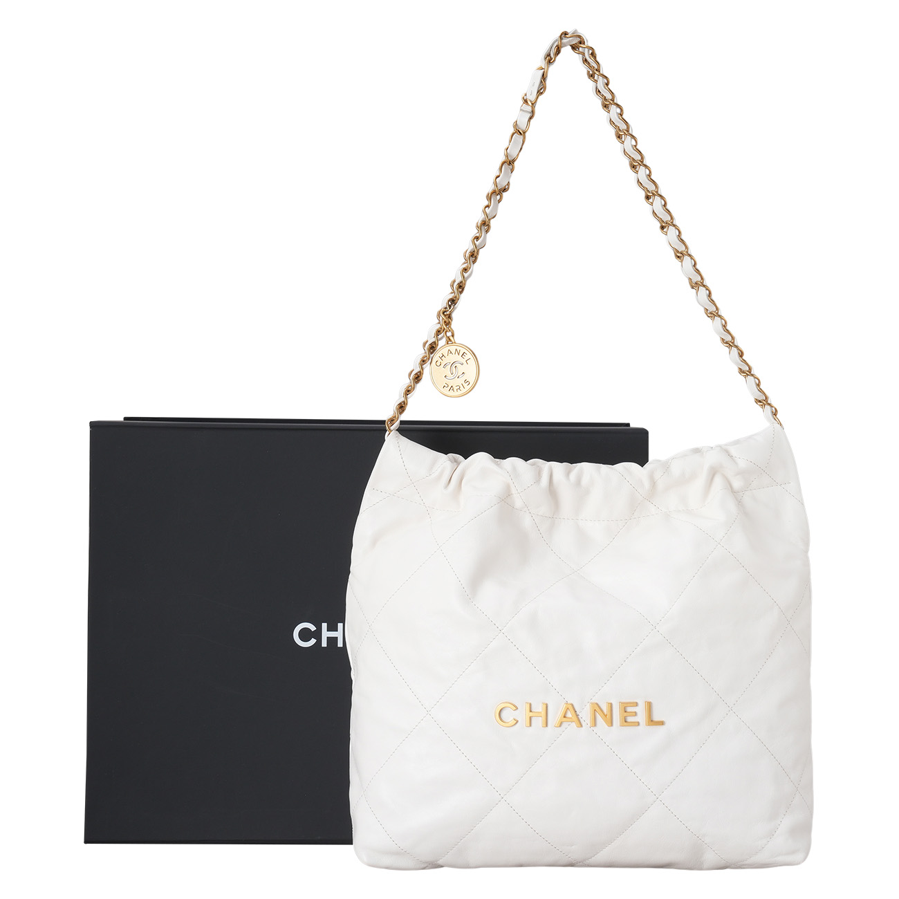 CHANEL(USED)샤넬 22백 스몰 화이트금장