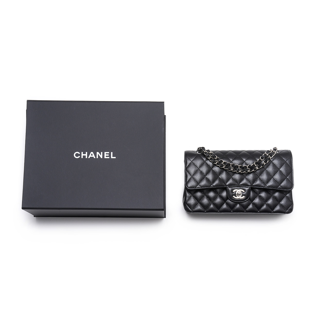 CHANEL(USED)샤넬 캐비어 클래식 미디움 은장