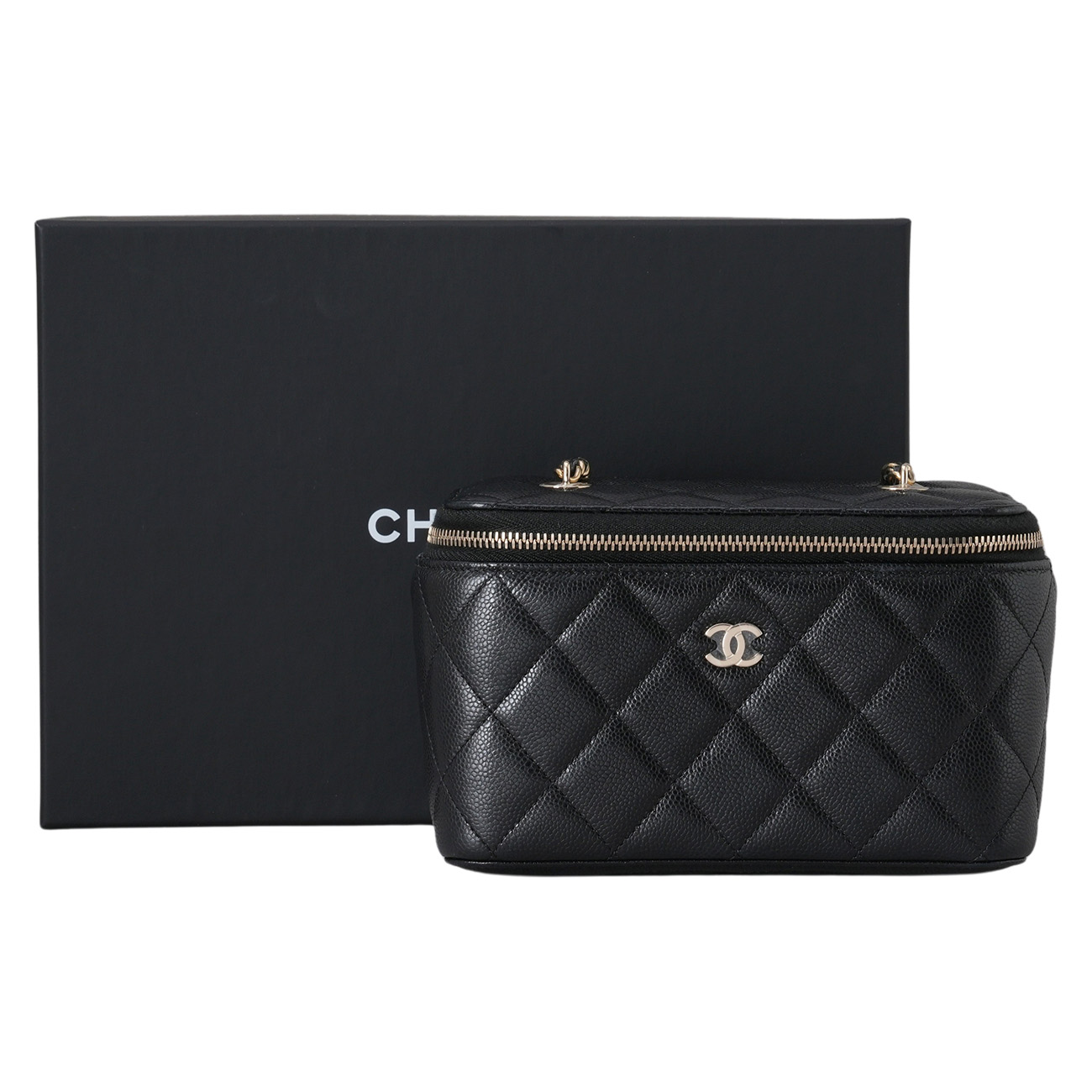 CHANEL(USED)샤넬 캐비어 직사각 베니티