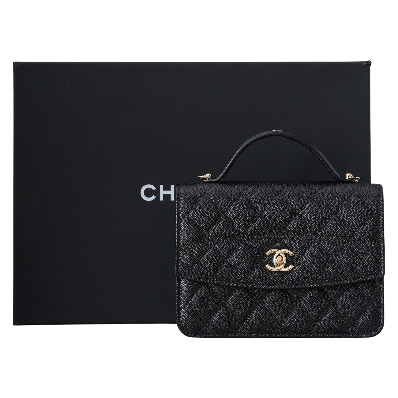 CHANEL(USED)샤넬 AP4401 캐비어 25 크루즈 탑핸들 미니 체인 크로스백