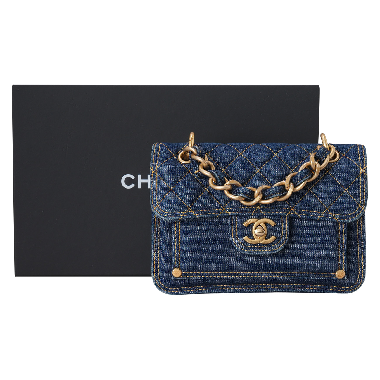 CHANEL(USED)샤넬 AS4051 데님 체인 탑핸들 미니 포켓 플랩백