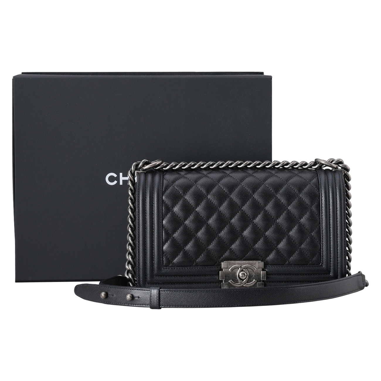 CHANEL(USED)샤넬 캐비어 보이샤넬 미듐 플랩백