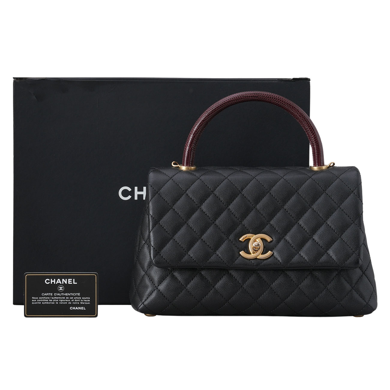 CHANEL(USED)샤넬 캐비어 코코핸들 미듐 리자드핸들