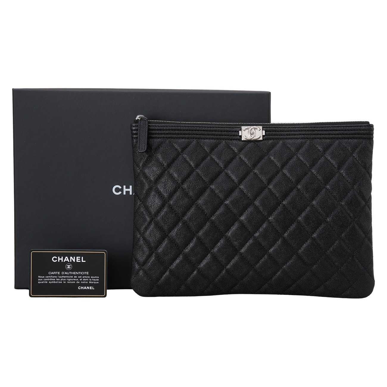 CHANEL(USED)샤넬 캐비어 보이샤넬 클러치 뉴미듐