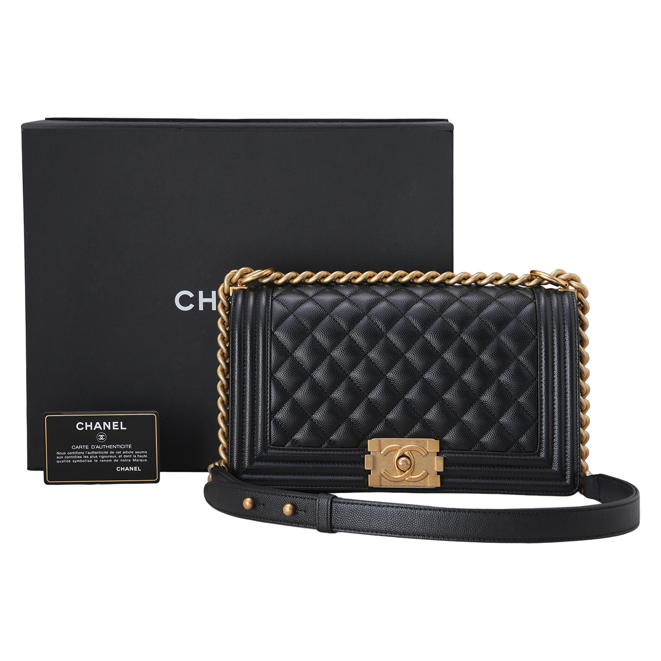 CHANEL(USED)샤넬 캐비어 보이샤넬 미듐 플랩백