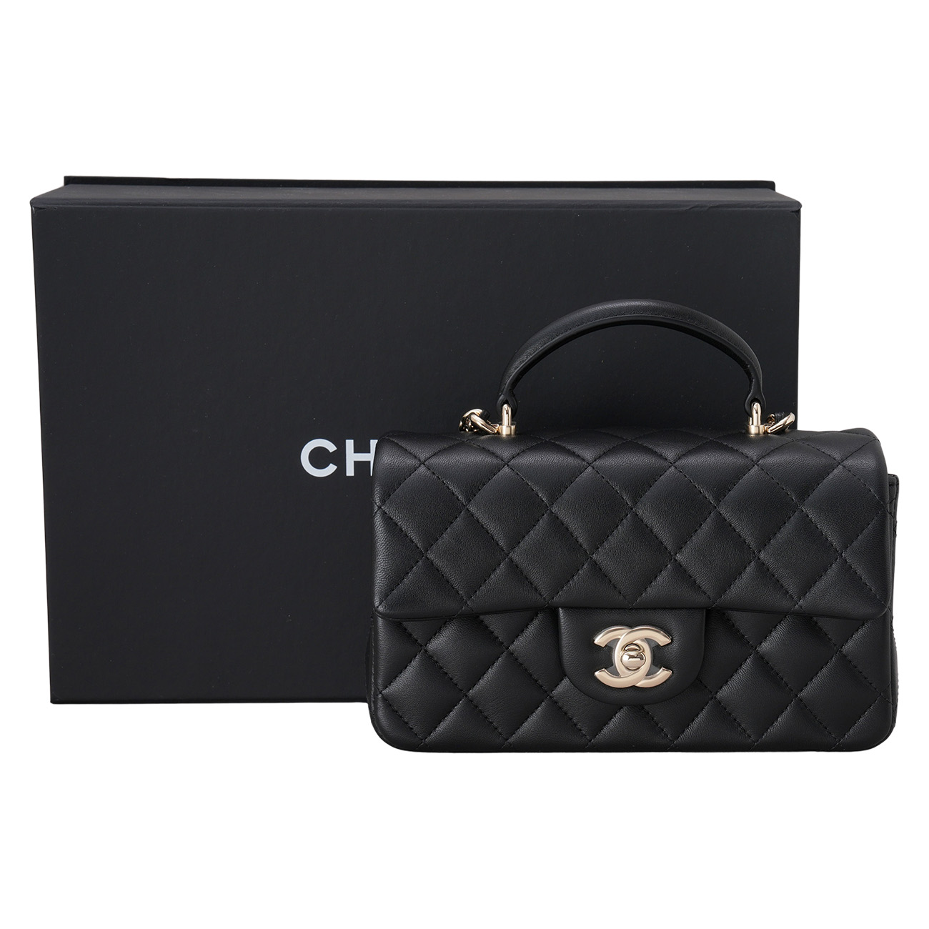 CHANEL(USED)샤넬 램스킨 뉴미니 탑핸들 크로스백