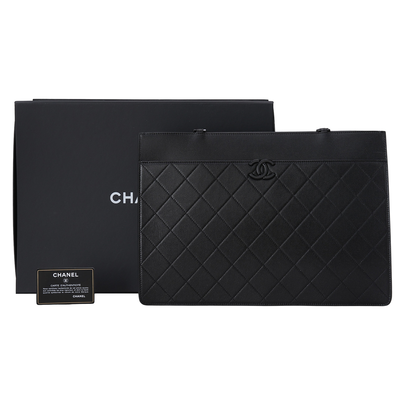 CHANEL(USED)샤넬 AS2304 캐비어 쇼핑백 올블랙